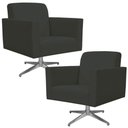 Ver imagem 1 de Kit 02 Poltronas Base Giratória Suede Cinza