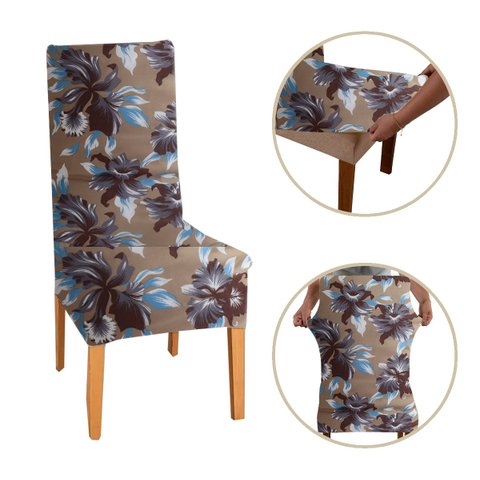 Kit 4 Capa de Cadeira Malha Gel com Elástico - Oásis Tropical