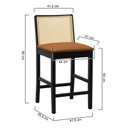 Ver imagem 2 de Banqueta Média Pérola Madeira Maciça com Telinha c/ 62cm Altura - Preto Assento Estofado Corano Cara