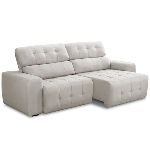 Sofá 3 Lugares Retrátil Reclinável para Sala de Estar 250cm Udine F04 Linho Cinza Claro - Lyam Decor