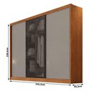 Ver imagem 2 de Guarda Roupa Casal Londres 3 Portas 1 com Vidro Reflecta 6 Gavetas Cinamomo Fendi - Novo Horizonte