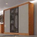 Ver imagem 4 de Guarda Roupa Casal Londres 3 Portas 1 com Vidro Reflecta 6 Gavetas Cinamomo Fendi - Novo Horizonte