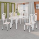 Ver imagem 1 de Conjunto de Mesa Tubular com 6 Cadeiras Lara Branco/Bege