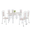 Ver imagem 2 de Conjunto de Mesa Tubular com 6 Cadeiras Lara Branco/Bege