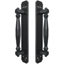 Ver imagem 1 de Puxador Duplo Strauss 250mm Preto Fosco Porta Pivotante Correr Passagem Madeira Vidro Rústico