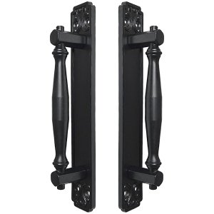 Puxador Duplo Strauss 250mm Preto Fosco Porta Pivotante Correr Passagem Madeira Vidro Rústico