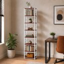 Ver imagem 2 de Estante Multiuso Organizador Livreiro Estilo Industrial 180x60 Branco Mogno