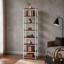 Ver imagem 1 de Estante Multiuso Organizador Livreiro Estilo Industrial 180x60 Branco Mogno
