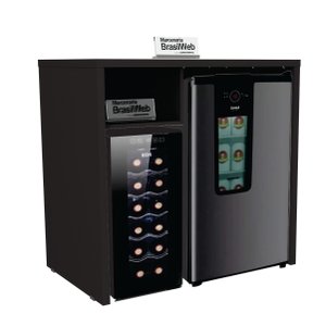 Bar Bancada para Embutir Cervejeira e Adega Vinhos Preto