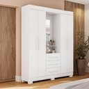 Ver imagem 3 de Guarda Roupa Acp Emily Gold 4 Portas com Espelho e Pés - Branco