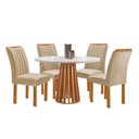 Ver imagem 1 de Mesa Kansas 100cm 4 Cadeiras Arizona Tampo Redondo Plus Vidro Off White