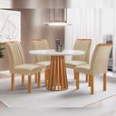 Ver imagem 4 de Mesa Kansas 100cm 4 Cadeiras Arizona Tampo Redondo Plus Vidro Off White