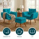 Ver imagem 5 de Kit 2 Poltronas Decorativa e Puff para Sala Recepção Manicure Consultório Quarto Alice Suede