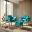 Ver imagem 1 de Kit 2 Poltronas Decorativa e Puff para Sala Recepção Manicure Consultório Quarto Alice Suede