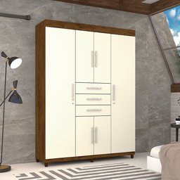 Conjunto Guarda Roupa e Cômoda Ribamar Imbuia Champanhe - 5