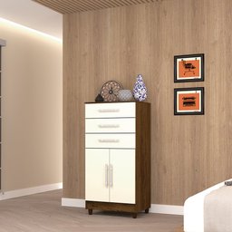 Conjunto Guarda Roupa e Cômoda Ribamar Imbuia Champanhe - 6