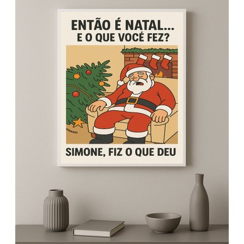 Quadro Decorativo Humor Natalino - Simone 24x18cm:moldura Preta