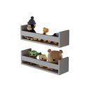 Ver imagem 2 de Kit 2 Prateleiras Porta Brinquedos Cinza Claro 50 X 12cm Suporte Invisivel