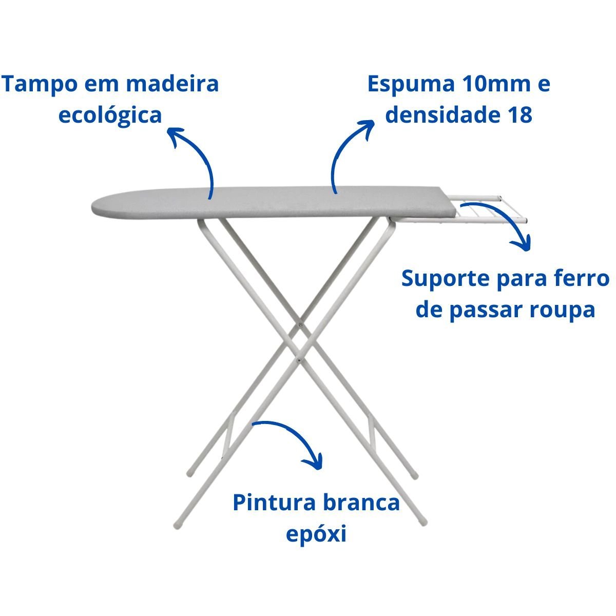 Tabua de Passar Roupa Dobrável e Regulável Reforçada Slim - 4