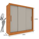 Ver imagem 3 de Guarda Roupa Casal 3 Portas Taiffa 190cm Yescasa Marrom/Cinamomo/Off White