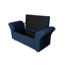Ver imagem 4 de Conjunto Cabeceira Geovana e Recamier Veneza Baú King 195 Cm Suede Azul Marinho - Incasa Decor