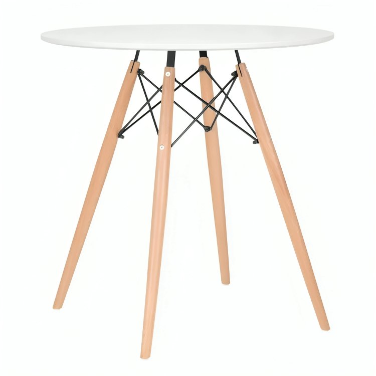 Mesa Eames Eiffel Tampo de Madeira 80cm Branca