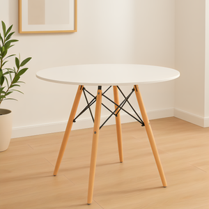 Mesa Redonda Eiffel Eames 80cm Branco – Compacta, Moderna e Sofisticada