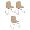 Ver imagem 1 de Kit 3 Cadeiras Decorativa Sala de Jantar Anne Linho Bege - Gran Belo