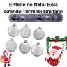 Enfeite de Natal Bola Grande 10cm 06 Unidade Cor:Prata - 3