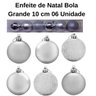 Enfeite de Natal Bola Grande 10cm 06 Unidade Cor:Prata - 5