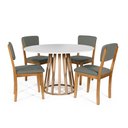 Ver imagem 1 de Mesa de Jantar Redonda Gabi Bran/jade com 4 Cadeiras Estofadas Ella Cinza