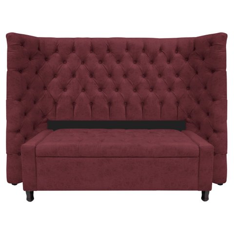 Kit Cabeceira e Calçadeira Baú Casal Everest P02 140 cm para cama Box Suede - Doce Sonho Móveis KIT 