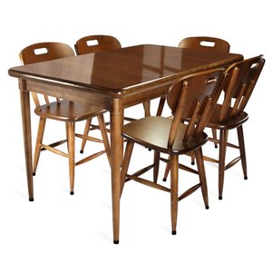 Mesa de Madeira Retangular com 5 Cadeiras para Apartamento Pequeno