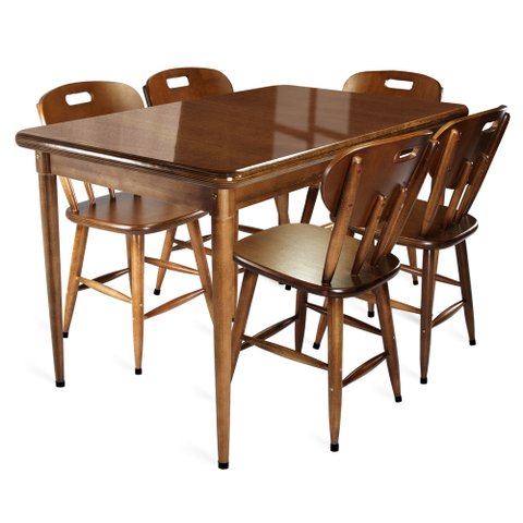 Mesa de Madeira Retangular com 5 Cadeiras para Apartamento Pequeno