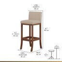 Ver imagem 2 de Kit 3 Banquetas Média Encosto Estofado 38x90Cm Ilha Espanha Madeira Maciça Castanho Suede Bege CCS