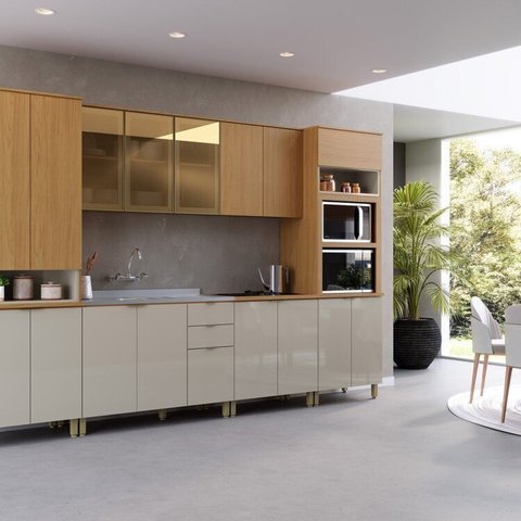 Cozinha Modulada 6 Peças Yescasa Laranja/Angelin/Nude