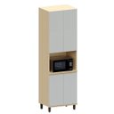 Ver imagem 1 de Paneleiro 4 Portas com Nicho para Micro-ondas Aurora Pet Cinza Cristal/cinza Cristal