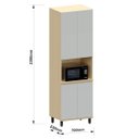 Ver imagem 4 de Paneleiro 4 Portas com Nicho para Micro-ondas Aurora Pet Cinza Cristal/cinza Cristal