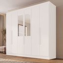 Ver imagem 1 de Guarda-Roupa Casal Malta 6 Portas 2 Gavetas com Espelho Branco - Pnr Móveis