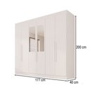Ver imagem 4 de Guarda-Roupa Casal Malta 6 Portas 2 Gavetas com Espelho Branco - Pnr Móveis
