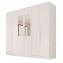 Ver imagem 2 de Guarda-Roupa Casal Malta 6 Portas 2 Gavetas com Espelho Branco - Pnr Móveis