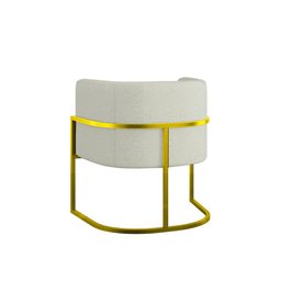 Kit 02 Cadeiras Poltrona Sala Quarto Base Metal Gold Bouclê Cor:bege - 6