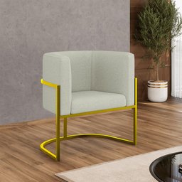 Kit 02 Cadeiras Poltrona Sala Quarto Base Metal Gold Bouclê Cor:bege - 2
