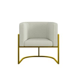 Kit 02 Cadeiras Poltrona Sala Quarto Base Metal Gold Bouclê Cor:bege - 5