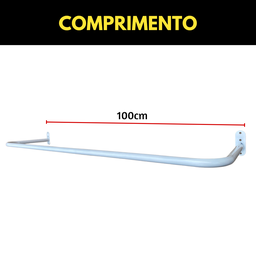 Kit 4 Cabideiros Arara Fixa Parede 1 Metro Lojas Residências Aço Resistente para Organização Roupas - 4