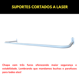 Kit 4 Cabideiros Arara Fixa Parede 1 Metro Lojas Residências Aço Resistente para Organização Roupas - 7