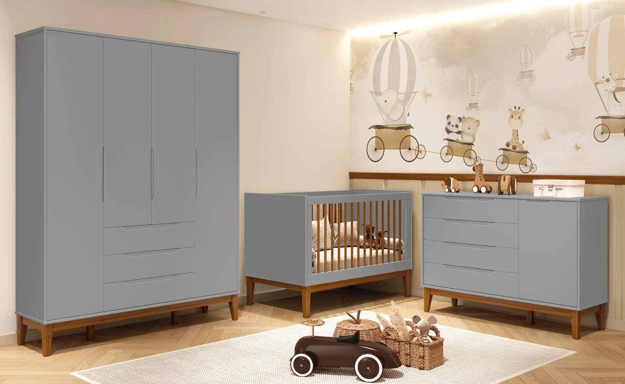 Quarto de Bebê Wood Elfe Classic Pés Madeira - Móveis Reller