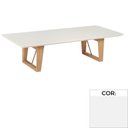 Ver imagem 1 de Mesa de Centro Sara Universum Retangular 140 cm Branco Madeira Amêndoa com Metalizado Dourado