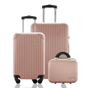 Kit Conjunto 2 Malas Rígidas 360° com Frasqueira - Gladiador A2pm Cor: Rose Gold