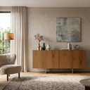 Ver imagem 1 de Buffet Aparador 100% MDF 4 Portas 160cm com Pés em Metal Champanhe Mayra